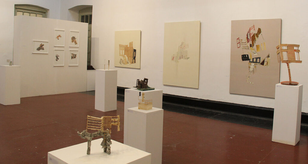 Room showcasing multiple sculptures.